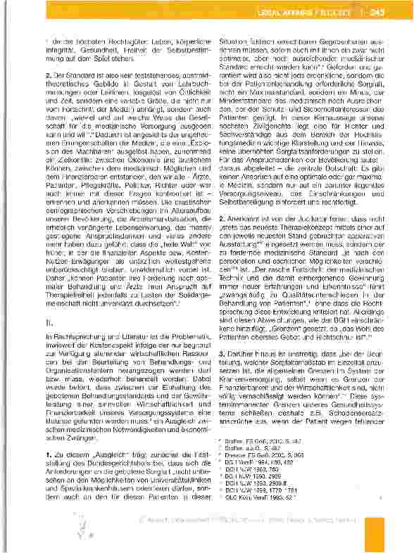 Vorschauseite 2: Zur Diskrepanz zwischen dem optimalen medizinischen Standard, dem ökonomisch Möglichen und dem rechtlich Geforderten - der Anästhesiologe im Widerstreit gegensätzlicher Pflichten