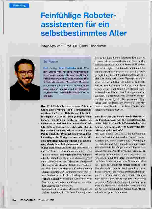 Vorschauseite 1: Feinfühlige Roboterassistenten für ein selbstbestimmtes Alter