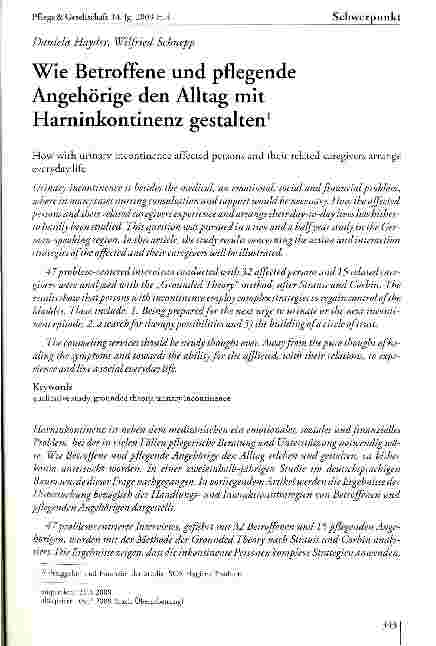 Vorschauseite 1: Wie Betroffene und pflegende Angehörige den Alltag mit Harninkontinenz gestalten