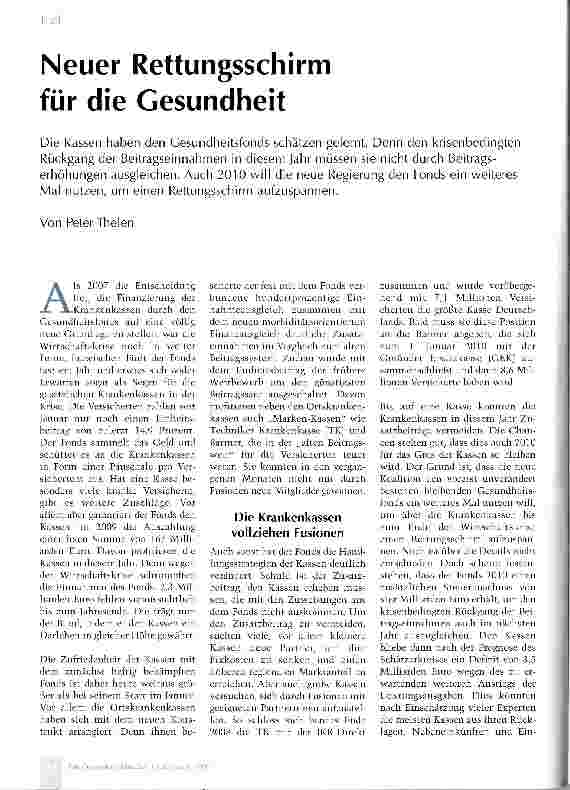 Vorschauseite 1: Neuer Rettungsschirm für die Gesundheit
