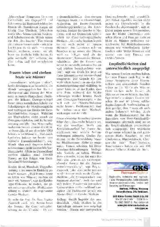 Vorschauseite 2: Gender-Medizin: Frauenherzen schlagen anders