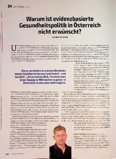 Vorschauseite 1: Warum ist evidenzbasierte Gesundheitspolitik in Österreich nicht erwünscht?