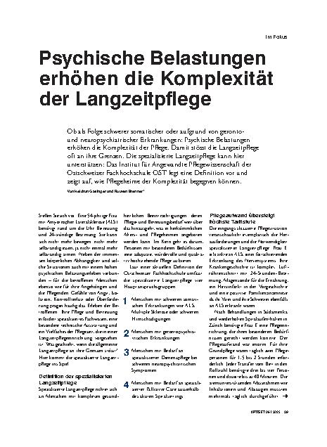 Vorschauseite 1: Psychische Belastungen erhöhen die Komplexität der Langzeitpflege
