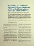 Vorschauseite 1: Einbindung von pharmazeutisch-technischen Assistenten (PTA) in die klinisch-pharmazeutische Arbeit auf Station