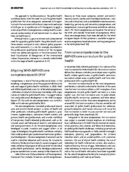 Vorschauseite 3: Die Essenziellen Funktionen der Öffentlichen Gesundheit der WHO als Grundlage für die Ausund Weiterbildung