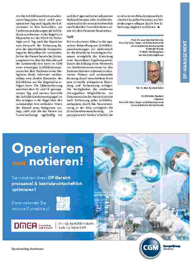 Vorschauseite 3: Den Behandlungsweg im Blick: Modernes Management der Schilddrüsenchirurgie