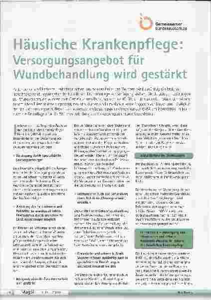 Vorschauseite 1: Häusliche Krankenpflege: Versorgungsangebot für Wundbehandlung wird gestärkt