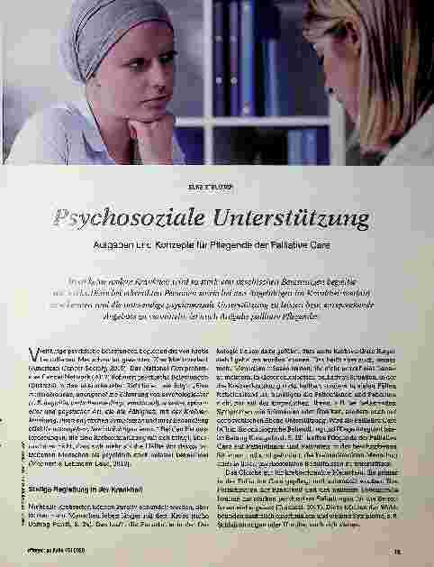 Vorschauseite 1: Psychosoziale Unterstützung: Aufgaben und Konzepte für Pflegende der Palliativen Care