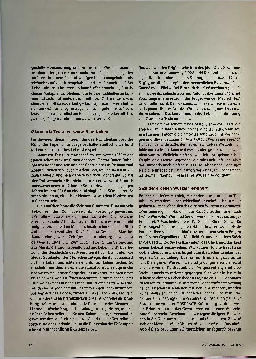 Vorschauseite 3: Frieden finden im Fragmentarischen. Selbst das Sterben vermag nicht mehr zu entwurzeln.