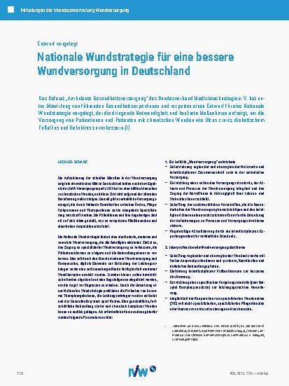 Vorschauseite 1: Nationale Wundstrategie für eine bessere Wundversorgung in Deutschland