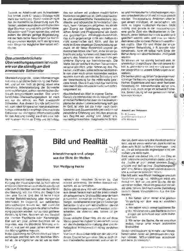 Vorschauseite 1: Psychologische Aspekte in der Intensivpflege - Teil 2 (Schluß) Bild und Realität