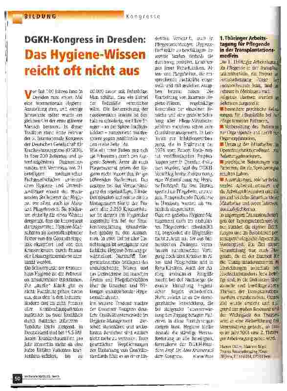 Vorschauseite 1: Das Hygiene-Wissen reicht oft nicht aus