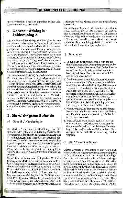 Vorschauseite 2: Ursachen, Klinik und Therapie des M. Alzheimer