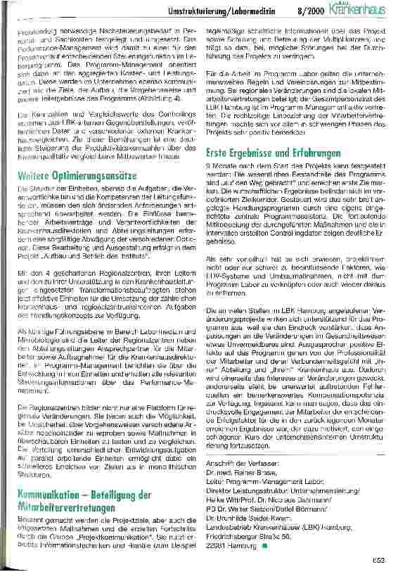Vorschauseite 6: Umstrukturierung der Labormedizin und Mikrobiologie im LBK Hamburg