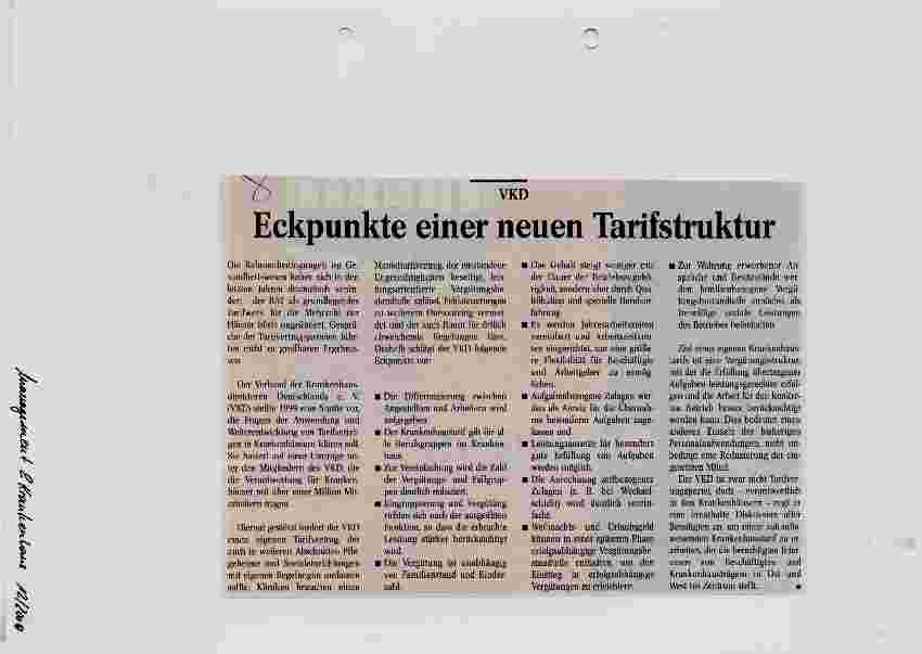 Vorschauseite 1: Eckpunkte einer neuen Tarifstruktur VDK