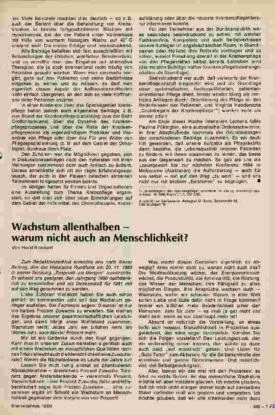 Vorschauseite 1: Wachstum allenhalbenwarum nicht auch an Menschlichkeit