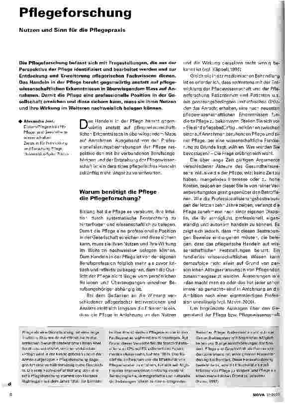 Vorschauseite 1: Pflegeforschung Nutzen und Sinn für die Pflegepraxis