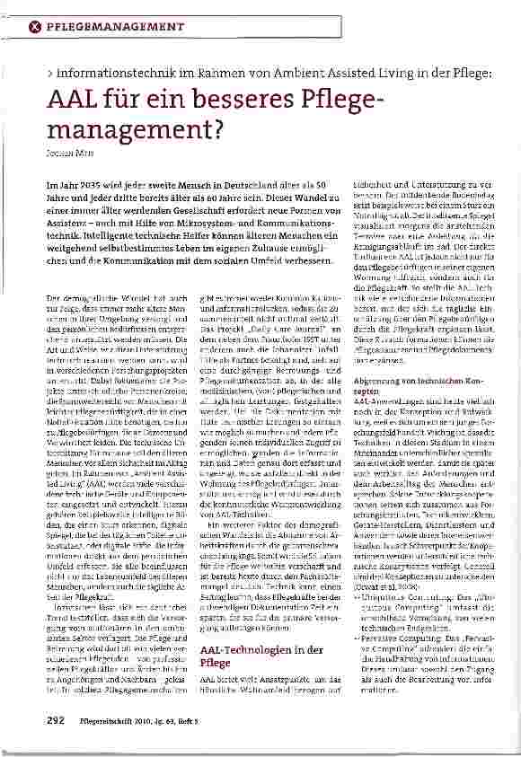 Vorschauseite 1: AAL für ein besseres Pflegemanagement?