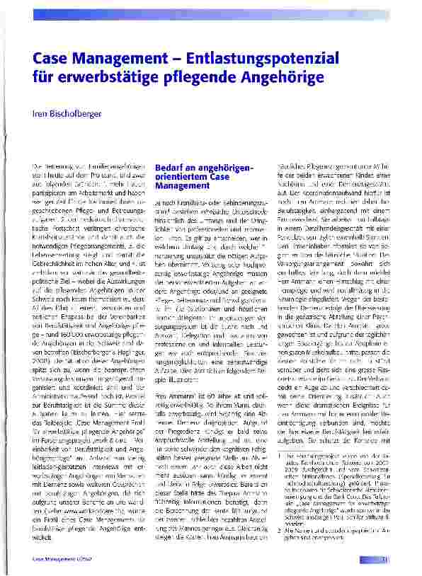 Vorschauseite 1: Case Management - Entlastungspotenzial für erwerbstätige pflegende Angehörige