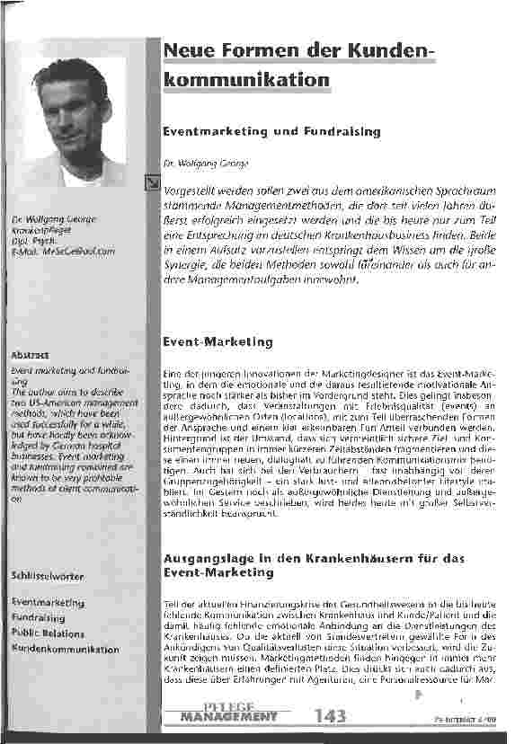Vorschauseite 1: Neue Formen der Kundenkommunikation Eventmarketing und Fundraising