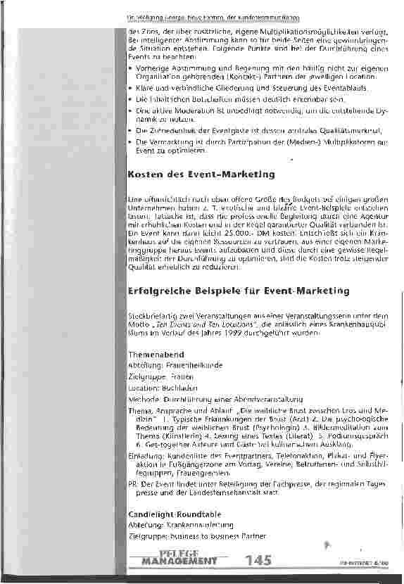 Vorschauseite 3: Neue Formen der Kundenkommunikation Eventmarketing und Fundraising