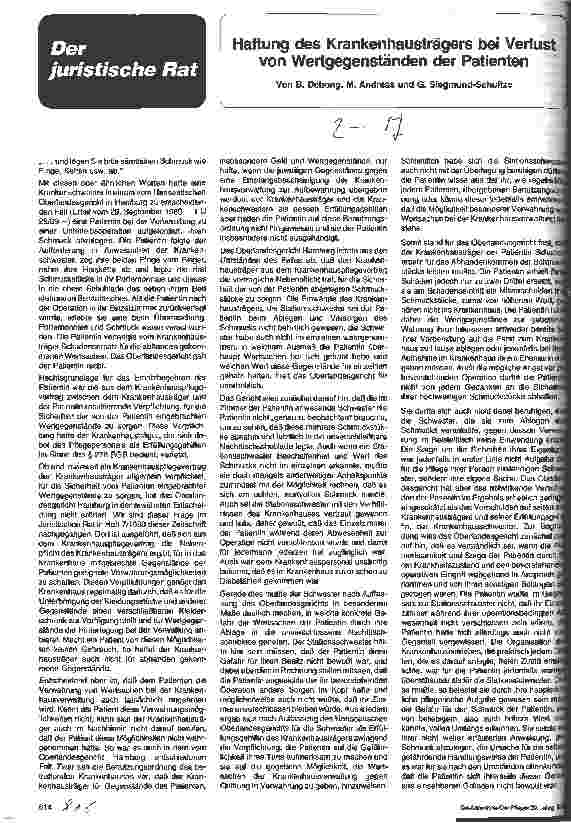 Vorschauseite 1: Haftung des Krankenhausträgers bei Verlust von Wertgegenständen der Patienten