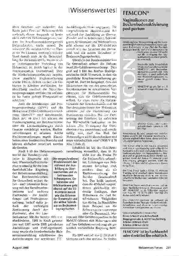 Vorschauseite 2: DER GESETZLICHE RAHMEN VON HEBAMMENTÄTIGKEIT