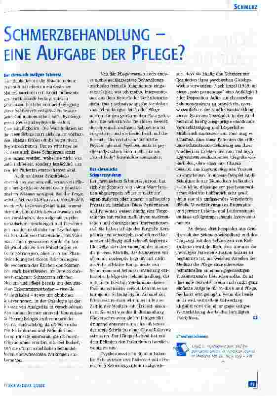 Vorschauseite 1: Schmerzbehandlung - eine Aufgabe der Pflege?