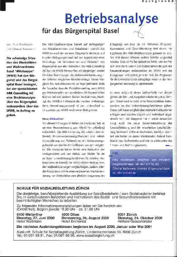 Vorschauseite 1: Betriebsanalyse für das Bürgerspital Basel