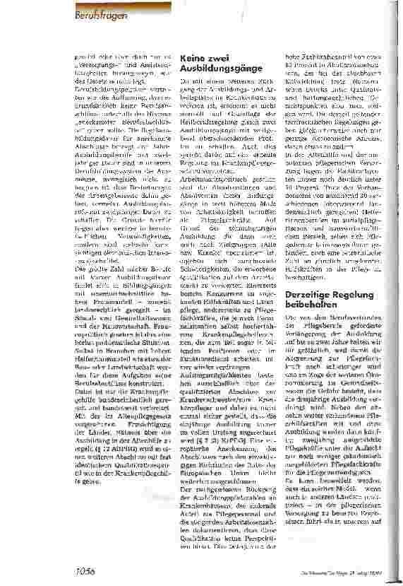 Vorschauseite 2: Was wird aus der Krankenpflegehilfe-Ausbildung? Krankenpflegegesetz