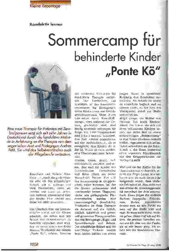 Vorschauseite 1: Sommercamp für behinderte Kinder Ponte Kö Konduktiv lernen