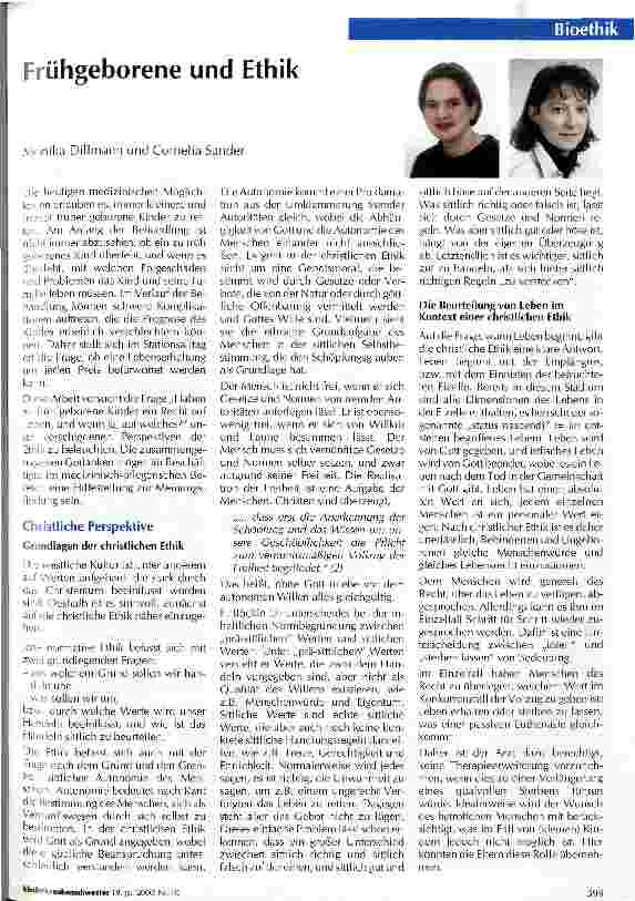 Vorschauseite 1: Frühgeborene und Ethik