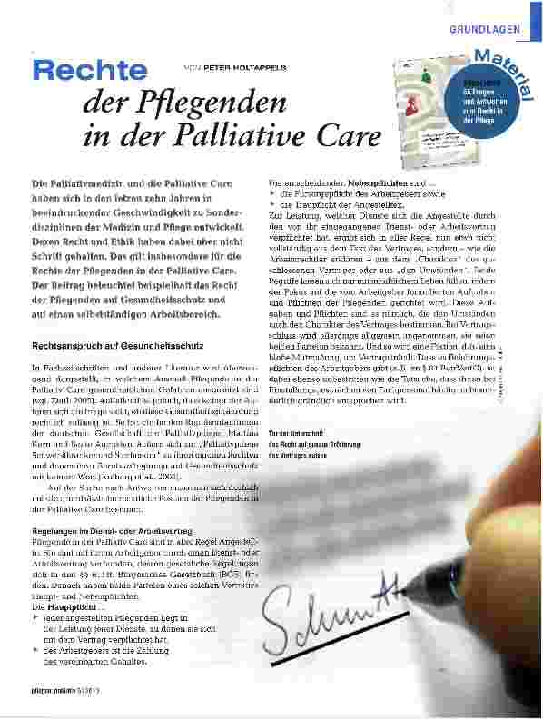Vorschauseite 1: Rechte der Pflegenden in der Palliative Care