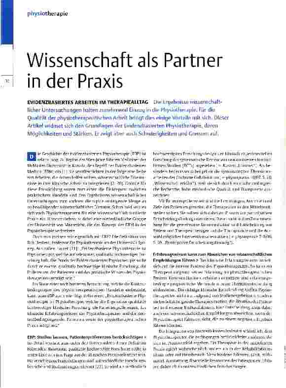 Vorschauseite 1: Wissenschaft als Partner in der Praxis