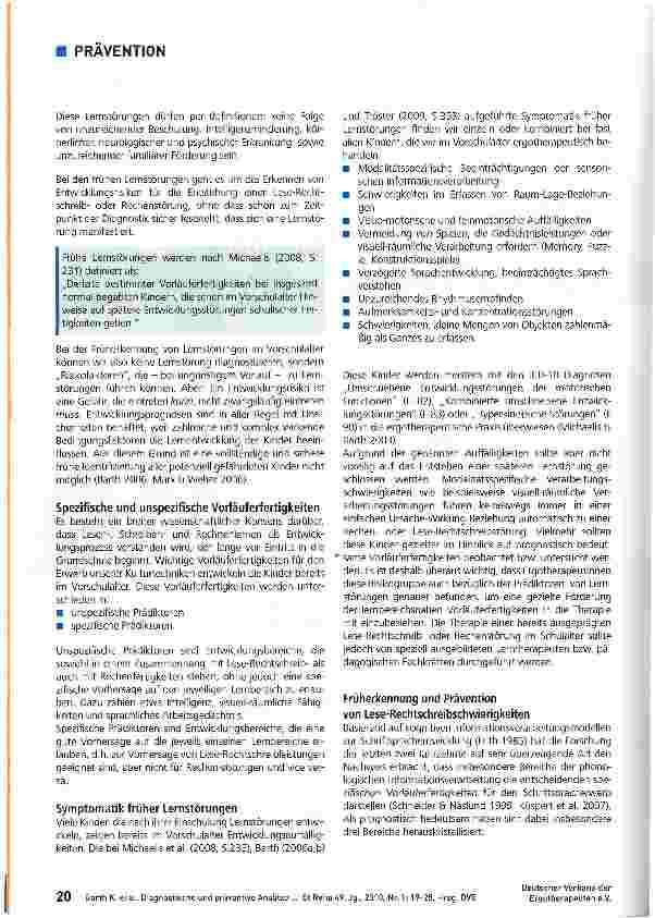 Vorschauseite 2: Diagnostische und präventive Ansätze früher Lernstörungen in der ergotherapeutischen Praxis