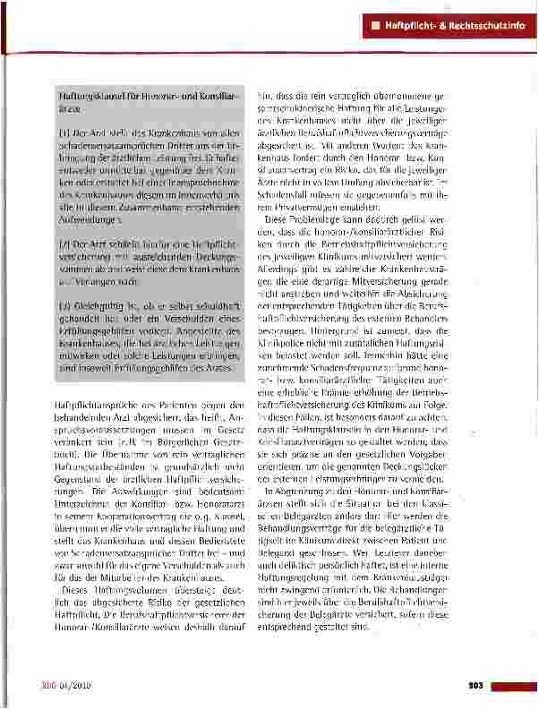 Vorschauseite 2: Haftung und versicherungstechnische Bewertung von Honorarärzten, Konsiliararzten und Belegärzten