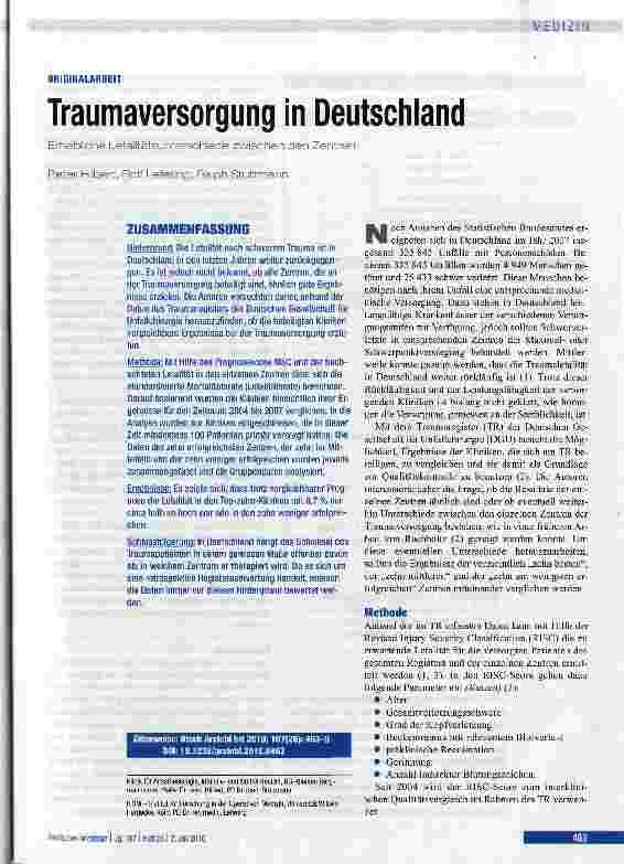 Vorschauseite 1: Traumaversorgung in Deutschland