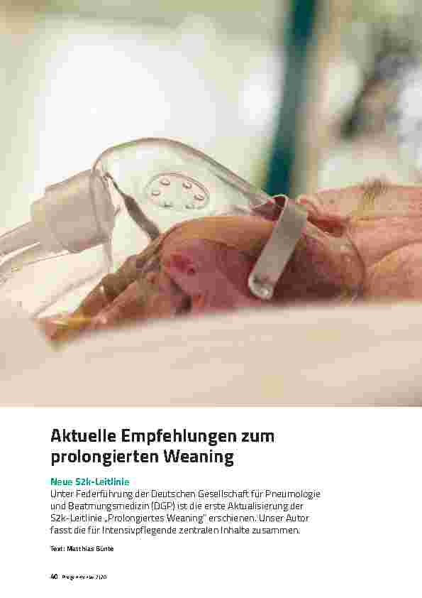Vorschauseite 1: Aktuelle Empfehlungen zum prolongierten Weaning - Neue S2k-Leitlinie
