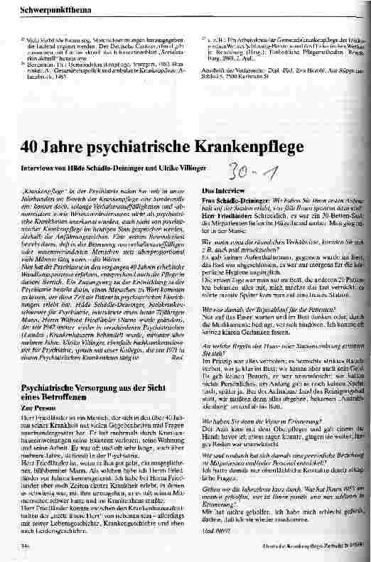 Vorschauseite 1: 40 Jahre psychiatrische Krankenpflege