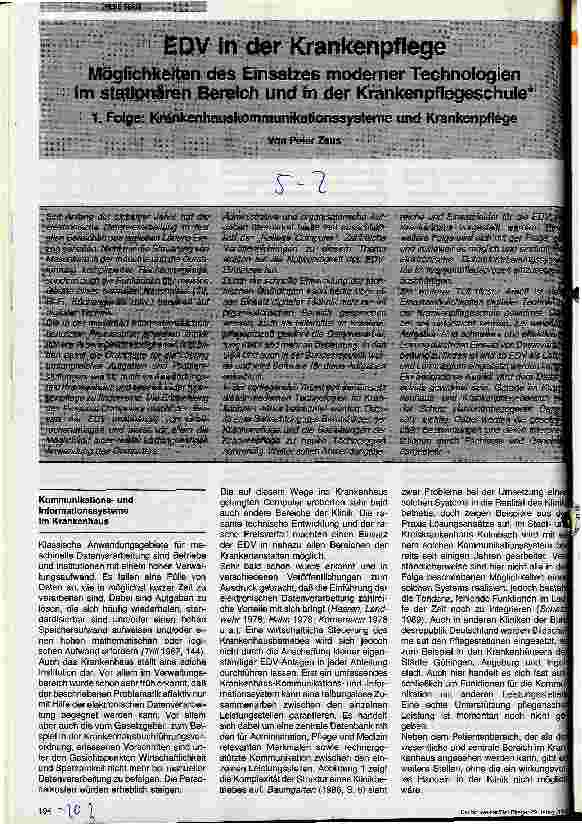 Vorschauseite 1: EDV in der Krankenpflege - Möglichkeiten des Einsatzes moderner Technologien im stationären Bereich und in Schulen - 1. Teil