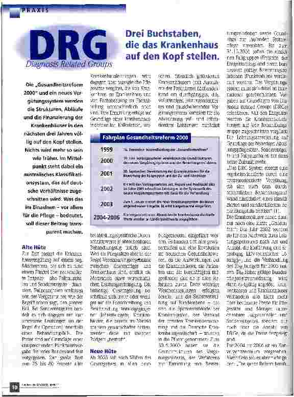 Vorschauseite 1: DRG - Diagnosis Related Groups Drei Buchstaben, die das Krankenhaus auf den Kopf stellen.