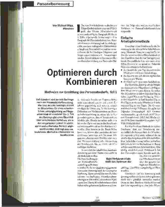 Vorschauseite 1: Optimieren durch Kombinieren Methoden zur Ermittlung des Personalbedarfs, Teil 1