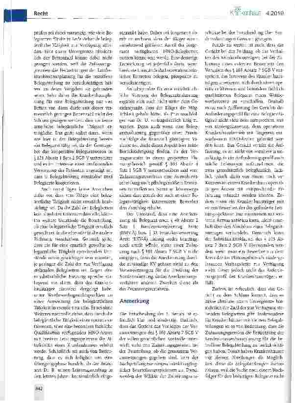 Vorschauseite 3: Erteilung einer Sonderzulassung als Belegarzt