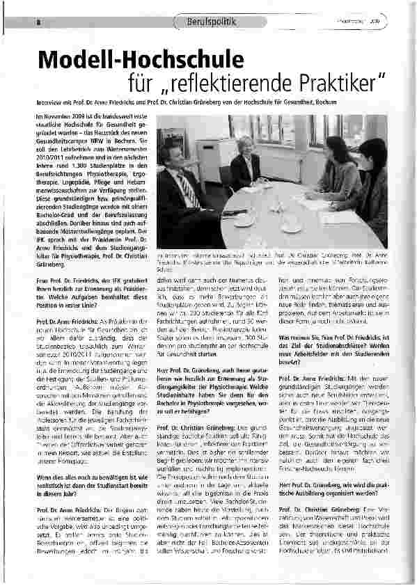 Vorschauseite 1: Modell-Hochschule für „reflektierende Praktiker