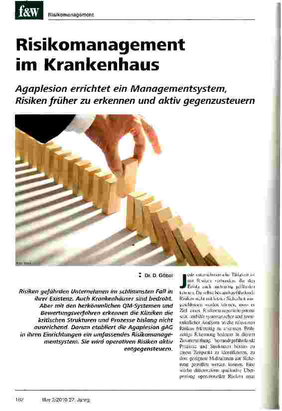 Vorschauseite 1: Risikomanagement im Krankenhaus