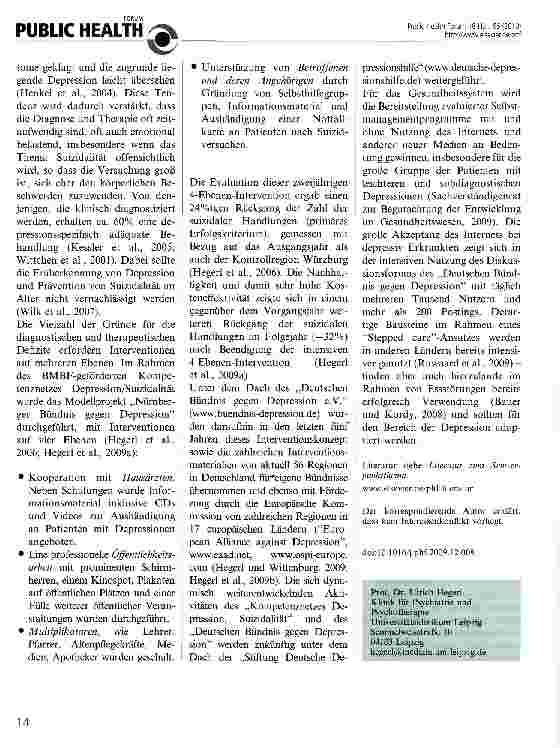 Vorschauseite 2: Depression und Suizidalität