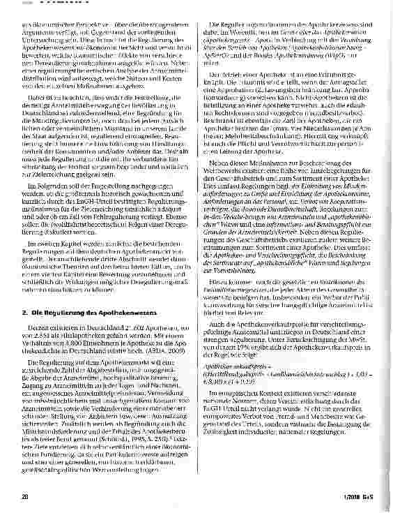 Vorschauseite 2: Nutzen und Kosten der derzeitigen Regulierung des Apothekenmarktes in Deutschland
