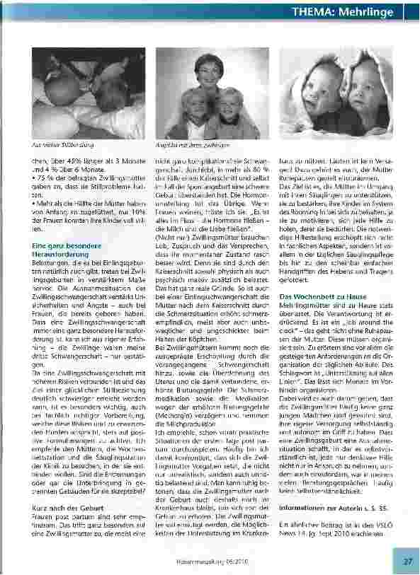 Vorschauseite 2: Was brauchen Mehrlingsmütter?