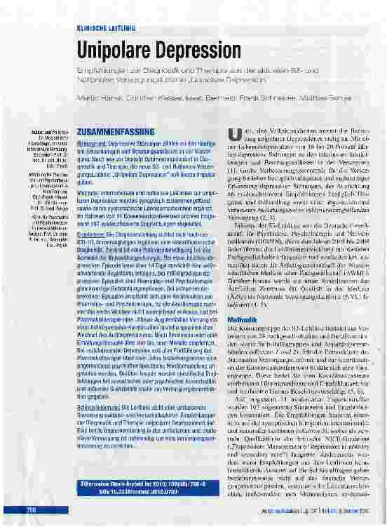 Vorschauseite 1: Unipolare Depression