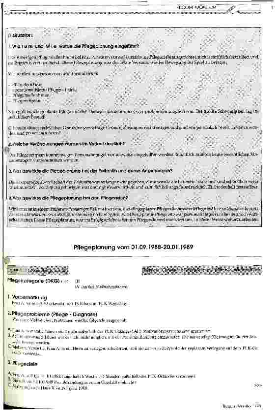 Vorschauseite 1: Bericht über eine durchgeführte Pflegeplanung in der Psychiatrie